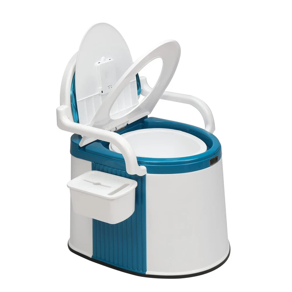 Portable Toilet | Back & Handrail Design Commode with 5 Gallon Bucket Inner, …