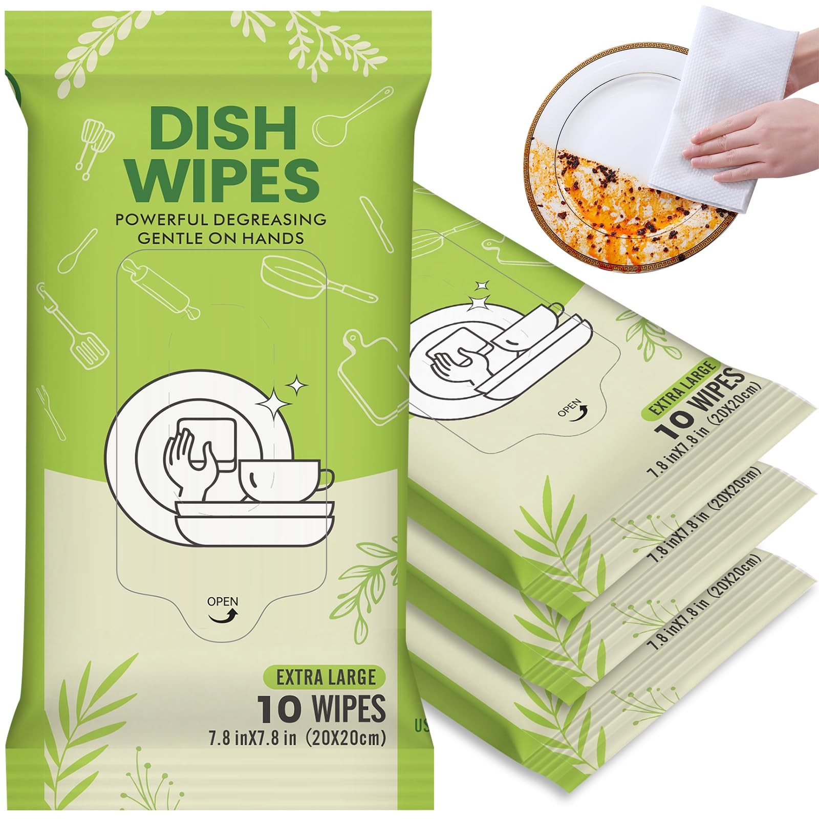 4 Pack Dish Wipes Camping Dish Wipes Travel Dish Soap Camp Kitchen Wipes Port…