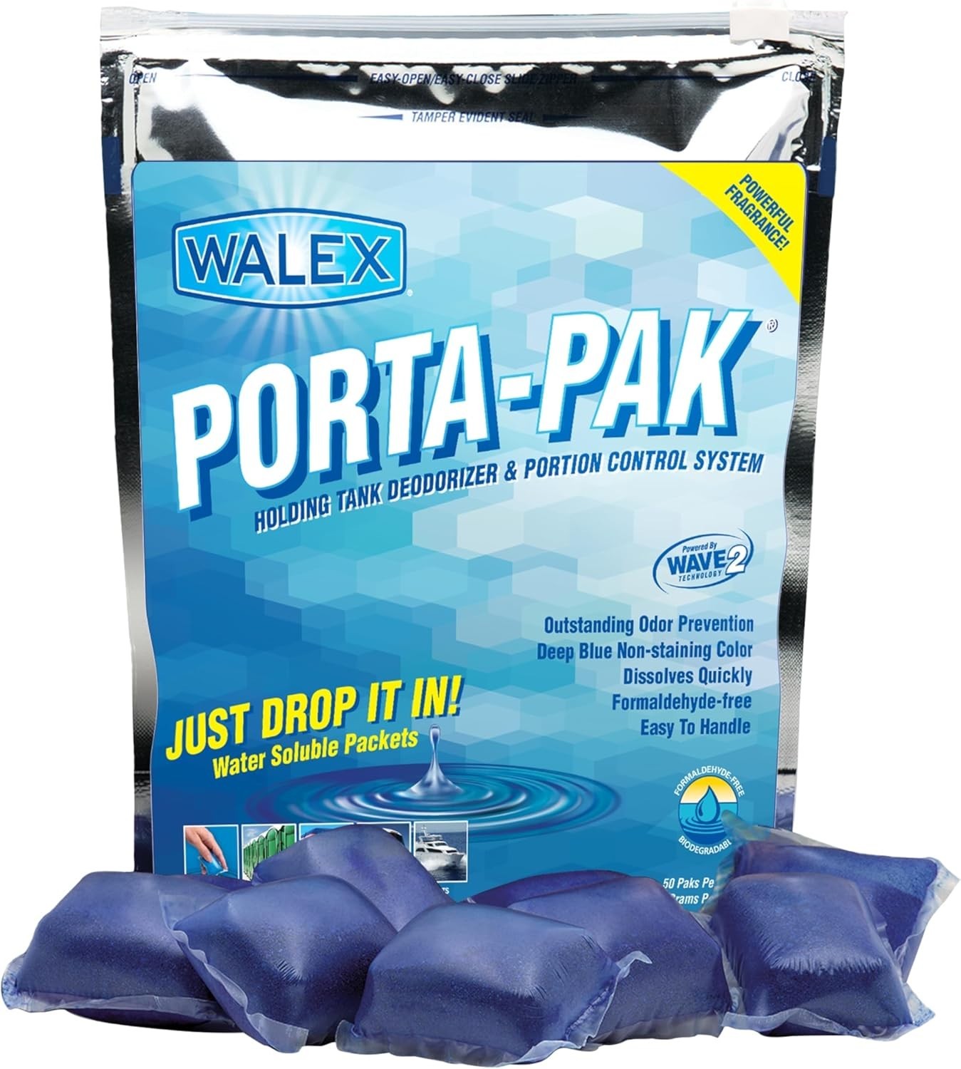 Quick-Dissolve 50 Pack Porta-Pak Deodorizer – Formaldehyde-Free for Clean Tanks