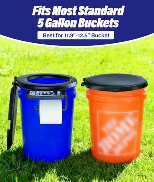 Bucket Toilet Seat 2025 Upgraded, 5 Gallon Bucket Toilet for Camping and