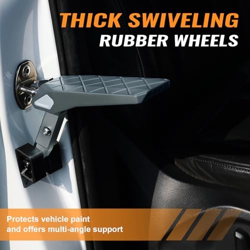 Folding Car Door Step Vehicle Pedal Ladder for Roof Access, Light Grey