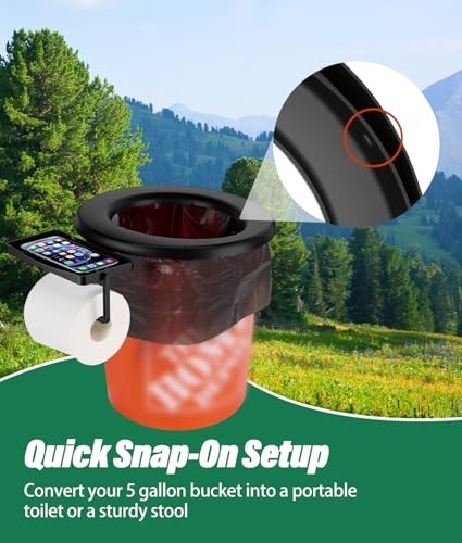 Bucket Toilet Seat, Portable Toilet Seat for 5 Gal Buckets Camping Toilet Seat