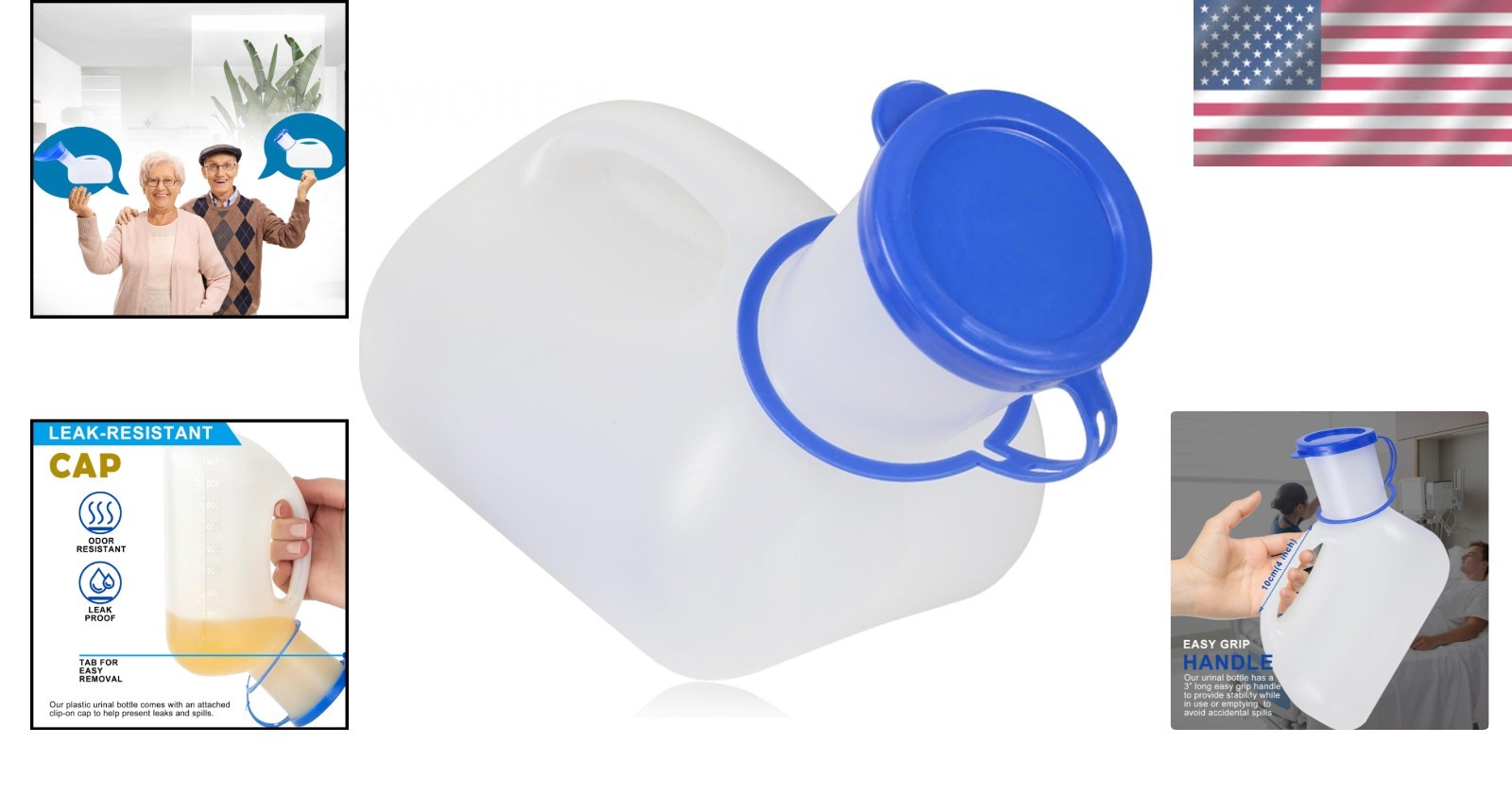 Large Capacity 32oz Portable Unisex Urinal Leakproof Travel Pee Bottle for Me…