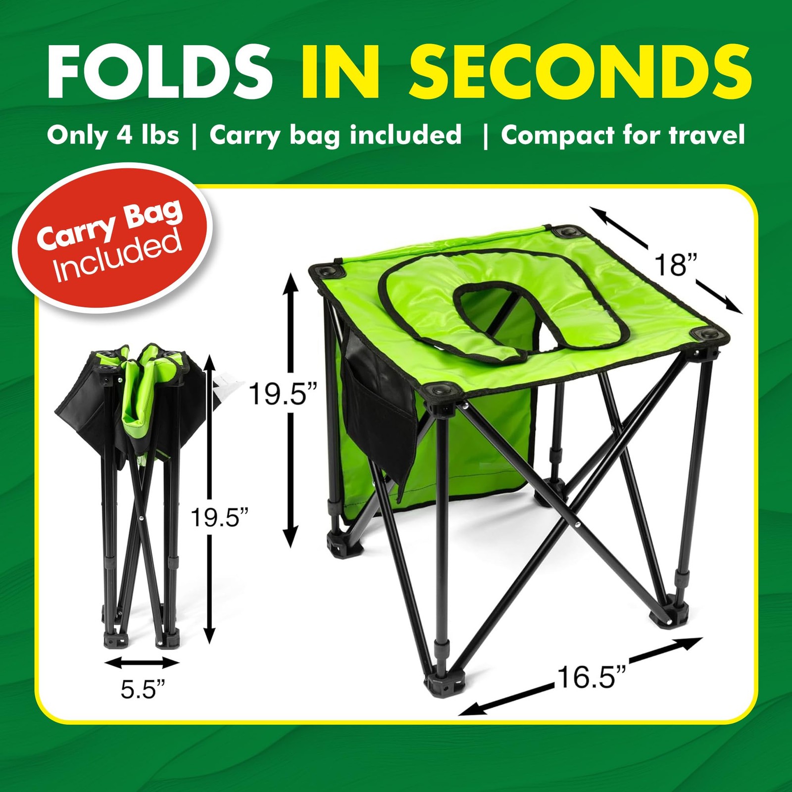 Foldable Commode Chair – Portable Toilet with 2-in-1 Commode & Seat – Lightwe…