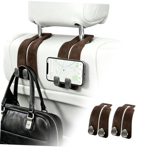 Car Hooks, Car Seat Headrest Hooks for Purses and Bags-Pack | Car 2 Brown