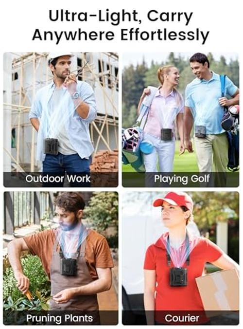 Waist Clip-on Shirt Fan, 100 Levels of Speeds, 24H Use Time | Cool Clip Black