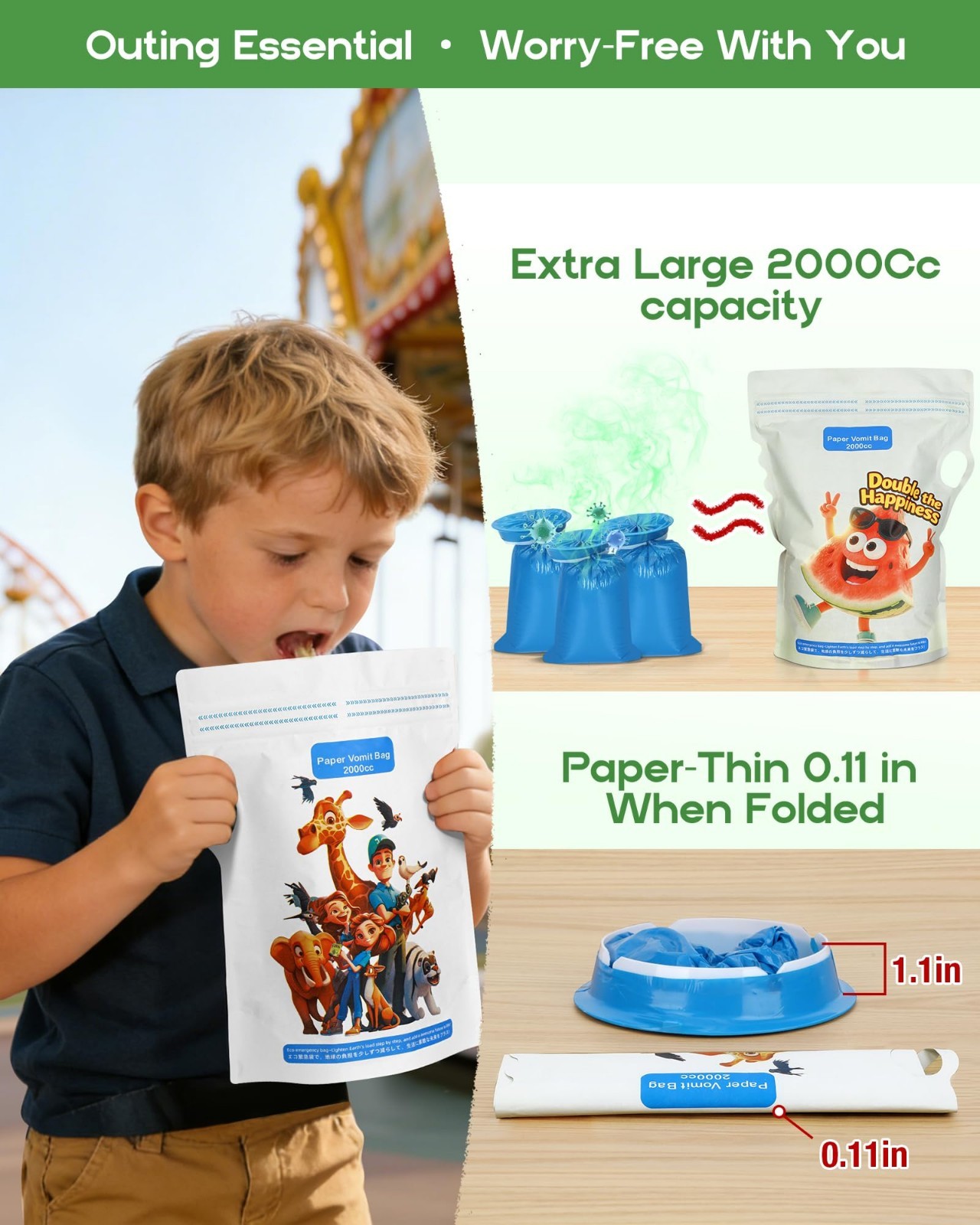 28 Pack Disposable Vomit Bags 2000ml | Leakproof, Waterproof, Travel & Emergency