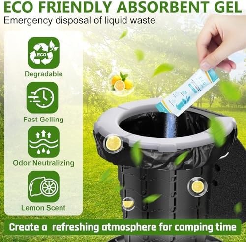 BLIKA Camping Toilet Bags Absorbent Gel Set, Portable Toilet Bags with Gel, 8…