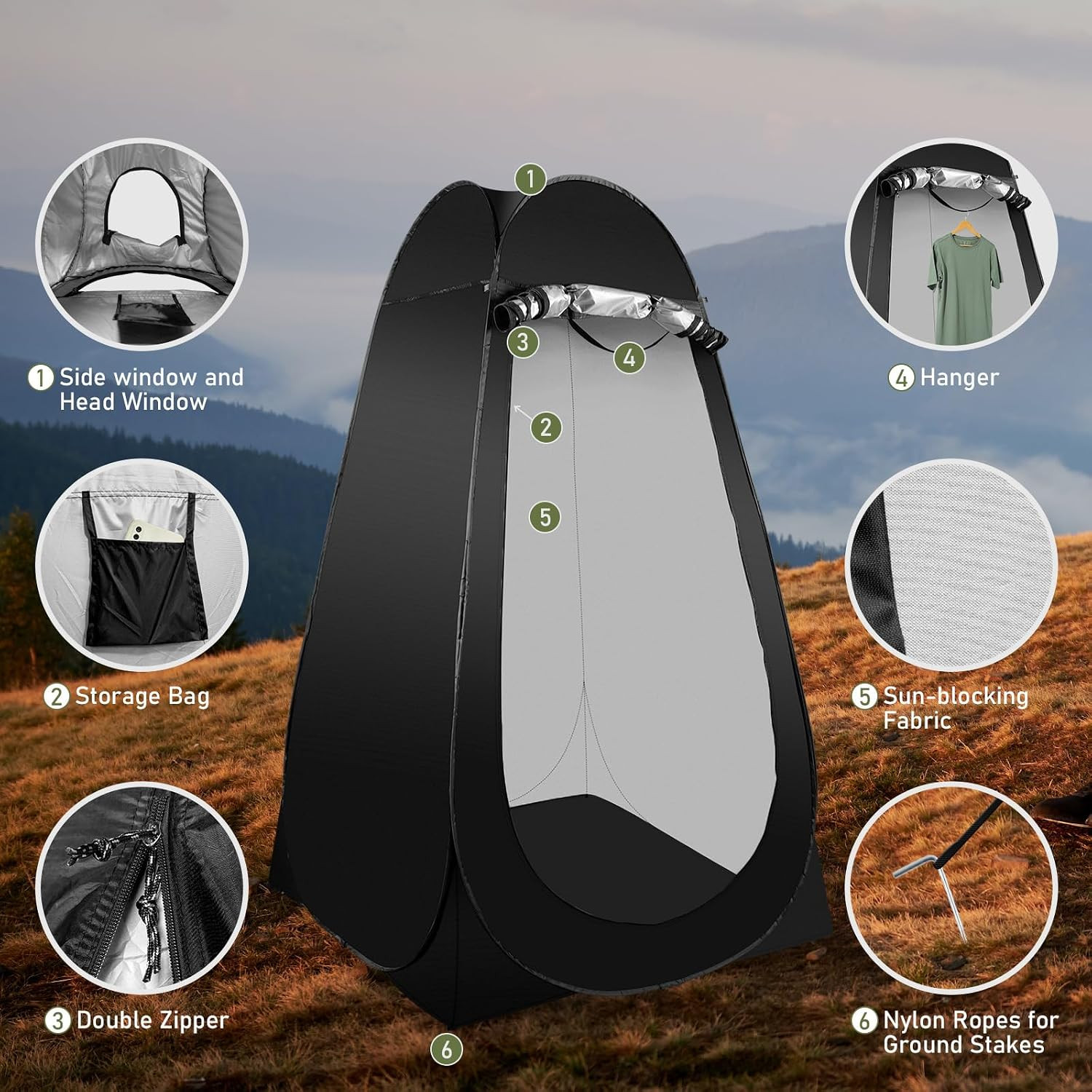Portable Camping Toilet Kit for Adults, Pop up Privacy Tent, X Large Folding Toi