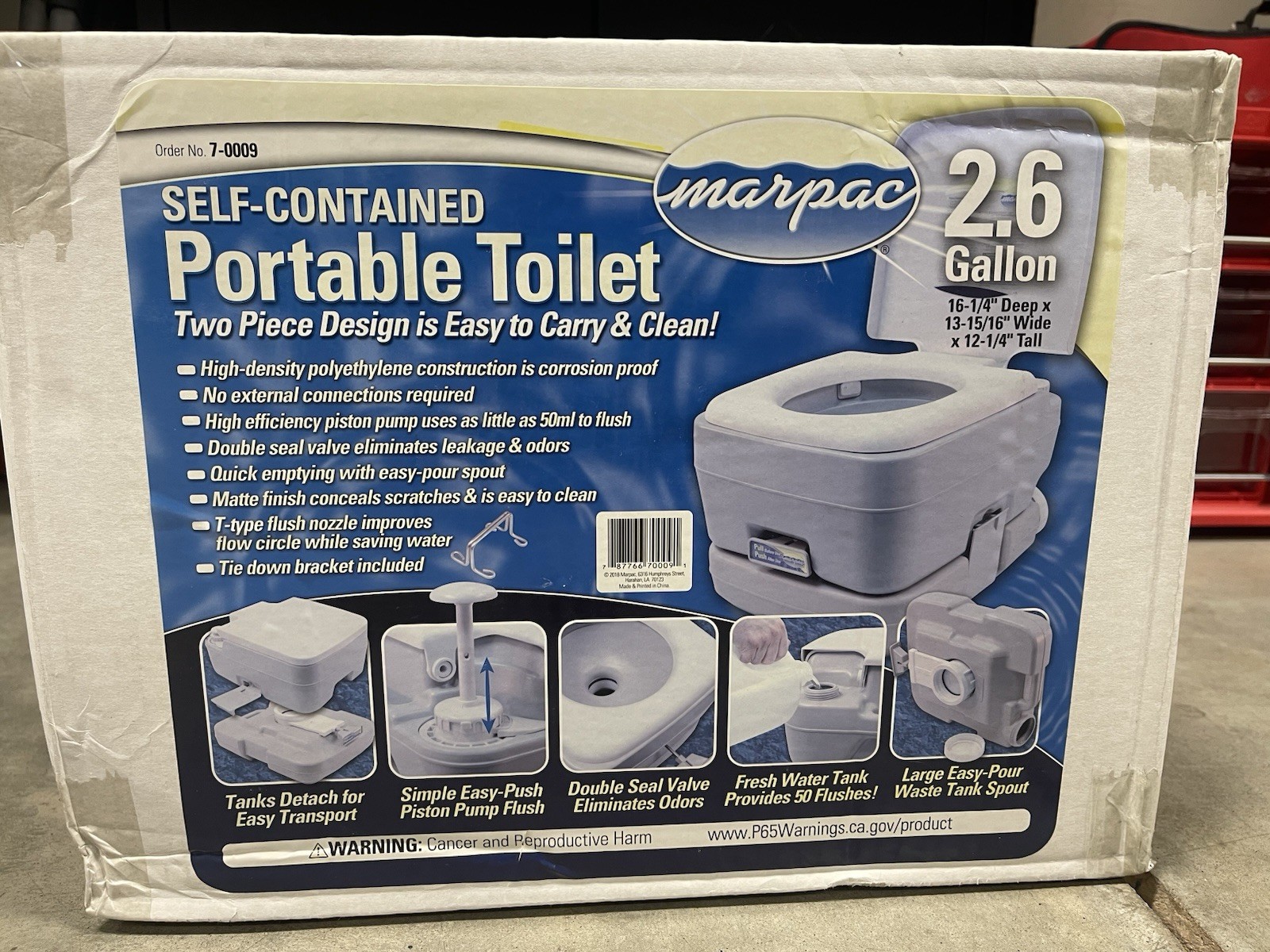 Marpac Self-Contained Portable Toilet 2.6 Gallon