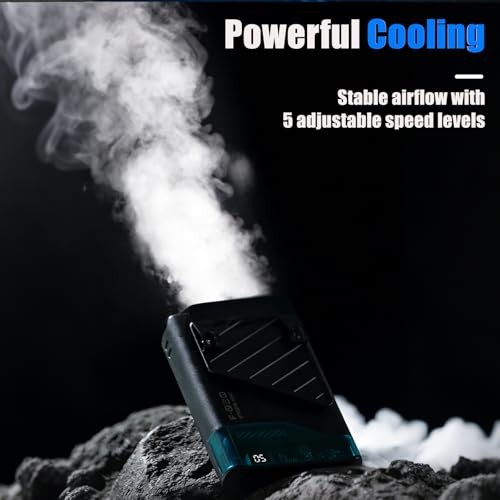 Portable Waist Fan, 6000mAh Shirt Fans Rechargeable Belt Fan Clip on Black
