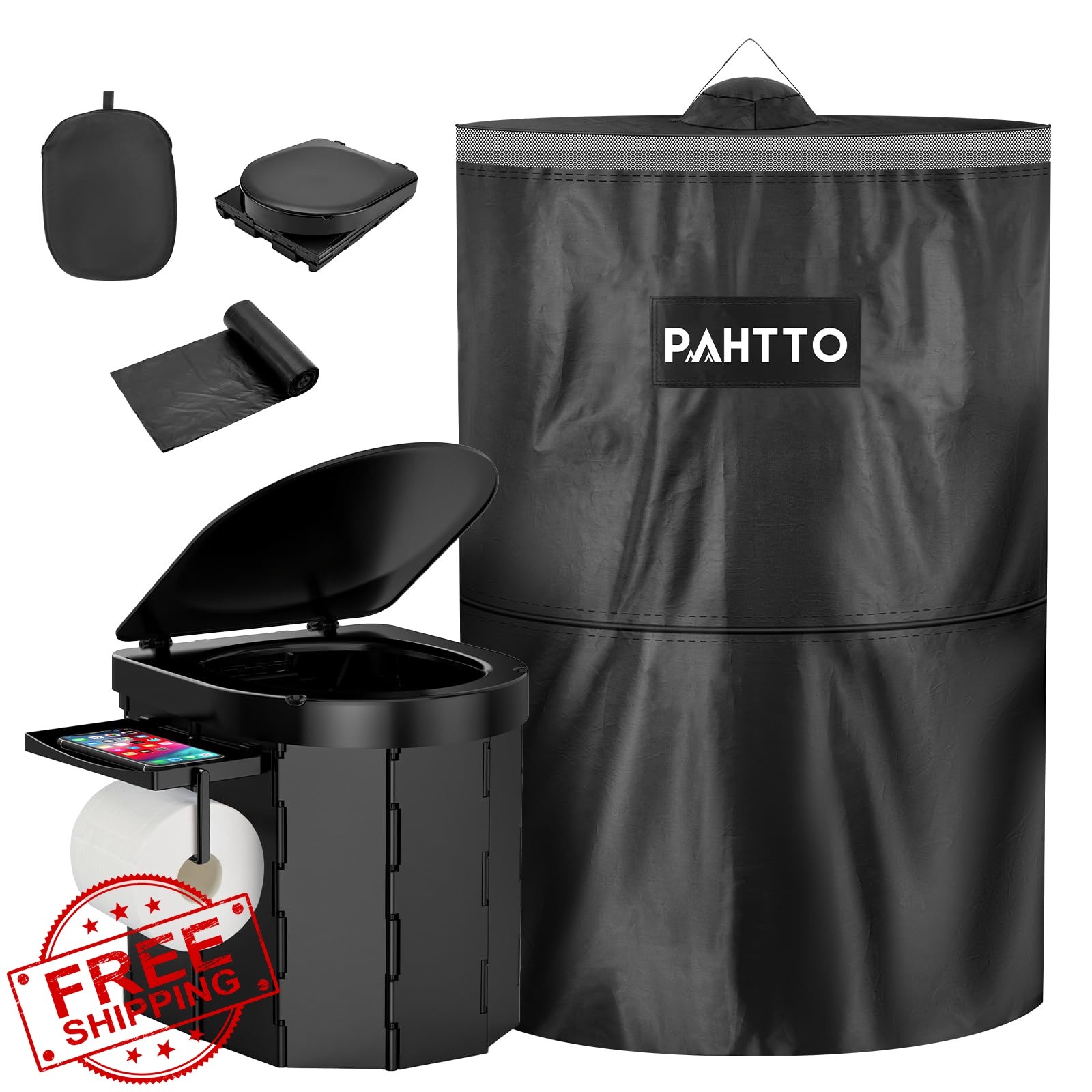 PAHTTO Camping Toilet with Popup Tent