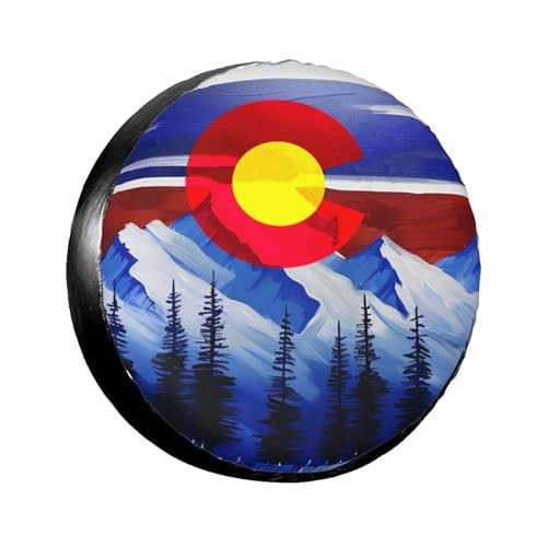 Spare Tire Cover for Rv Trailer Camper Truck 15 inch Colorado Flag Mountains