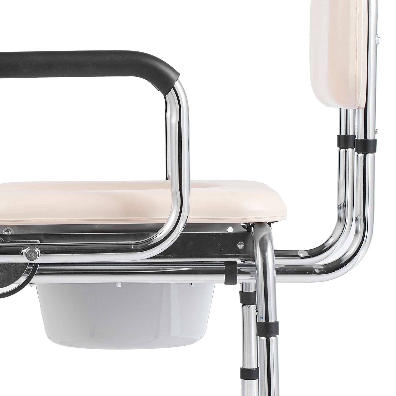 Commode Chair, Bedside Commode with Padded Seat, Drop – Down Arms, 7 – Level