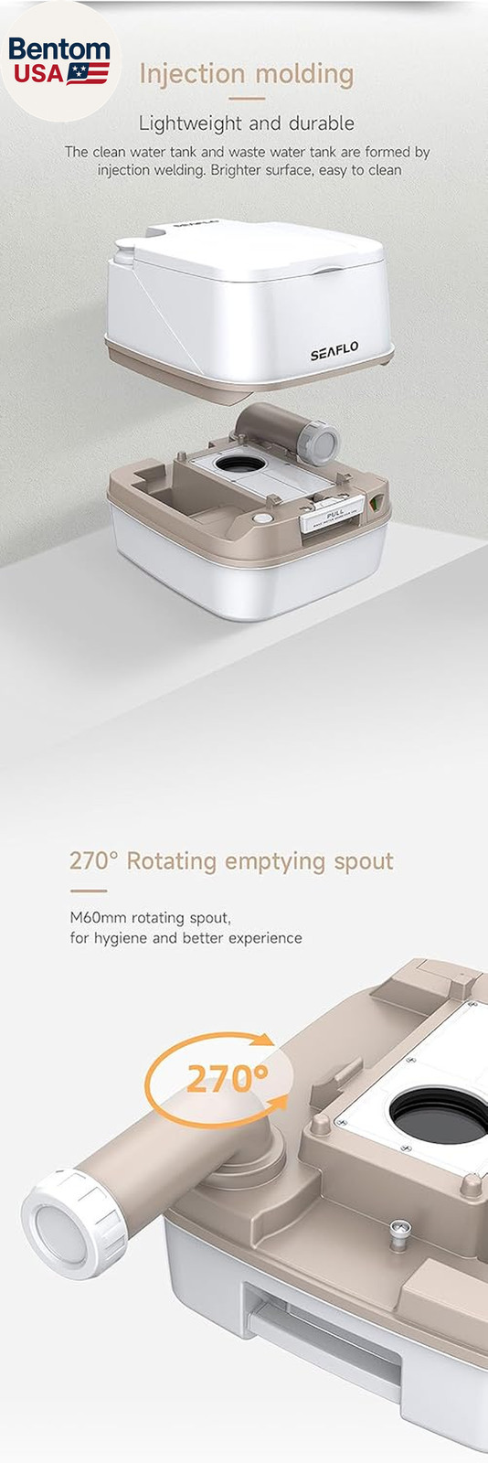 12L Premium Portable Travel Toilet – 3.2 Gallon Waste Tank, 2.6 Gallon Fresh Wat