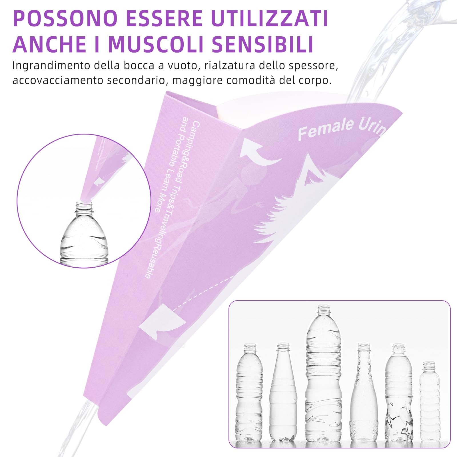 30 Pack Pee Funnels for Women in Pied, Cone for Women USA and Travel, Tr…