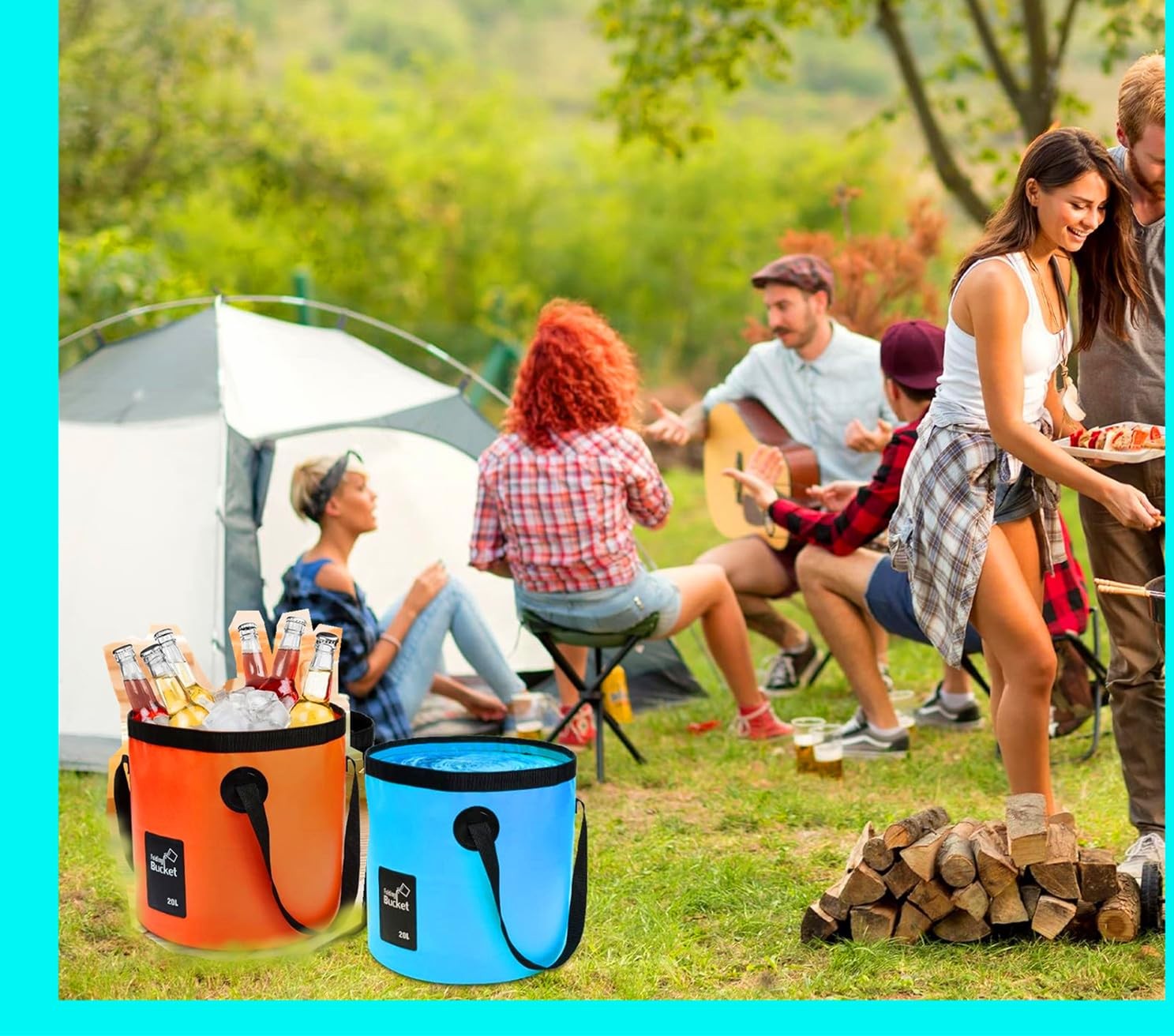 (2Pack) Collapsible Buckets, Camping Water Storage Container 5 Gallon(20L) Po…