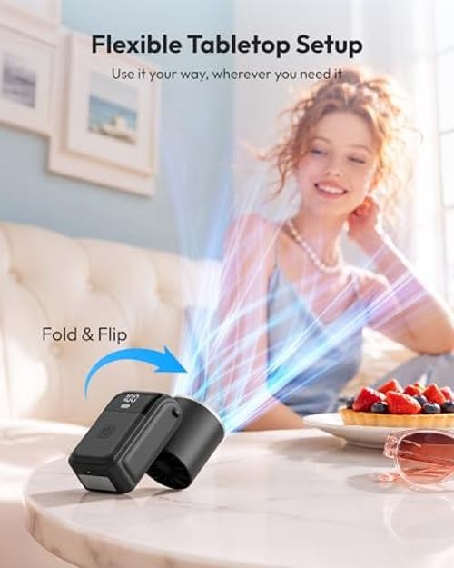 Mini Portable Handheld Fan, 6-Speed Turbo Cooling, Max 15 Hrs Black