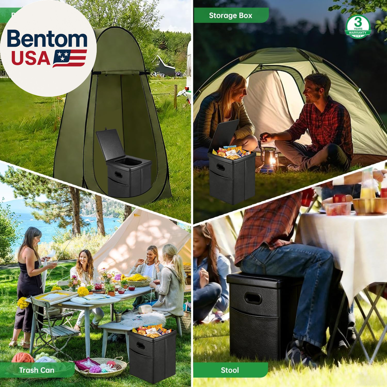 16.5″ XL Portable Toilet for Camping, Foldable Travel Toilet for Adults with Cus