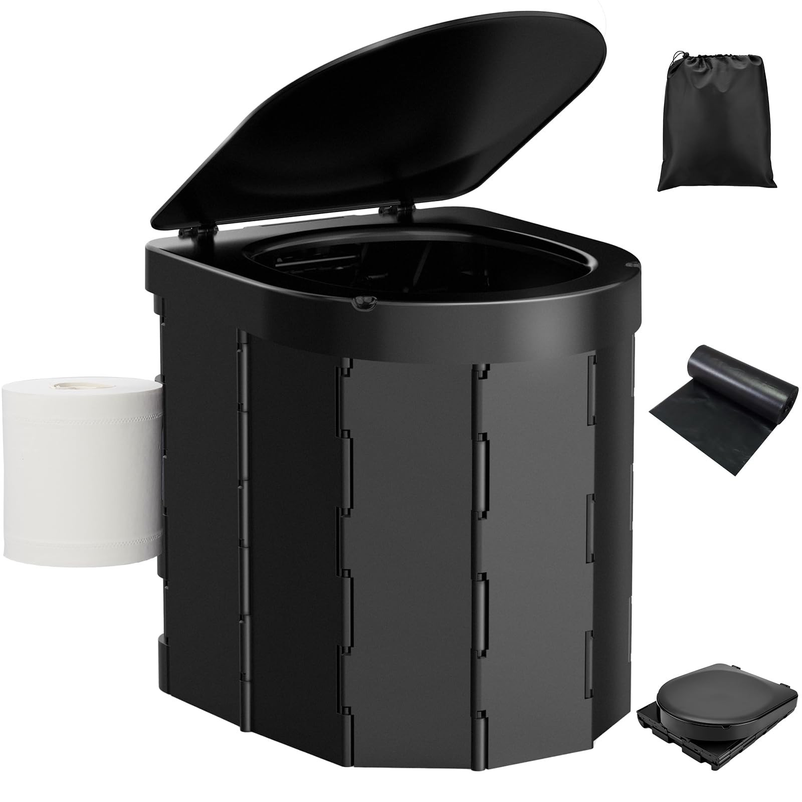 Portable Camping Toilet – Folding Travel Toilet with Lid, Waterproof, Carry Bag