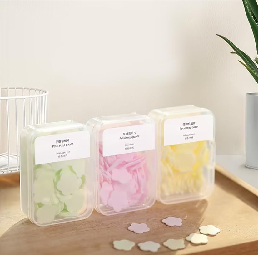 4 Boxes Paper Soap, 4 Random Different Scented Mini Portable Disposable Petal