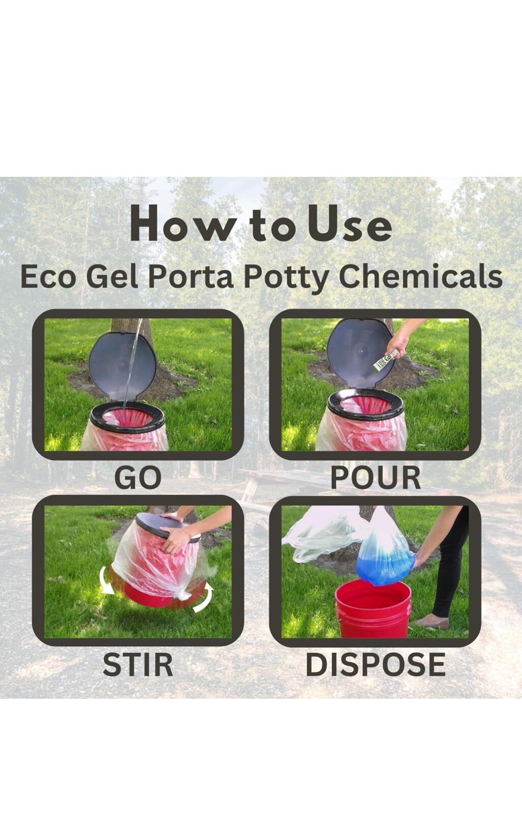 190 Pack Eco Gel Porta-Potty Solution Liquid Waste Gelling & Deodorizing Powder