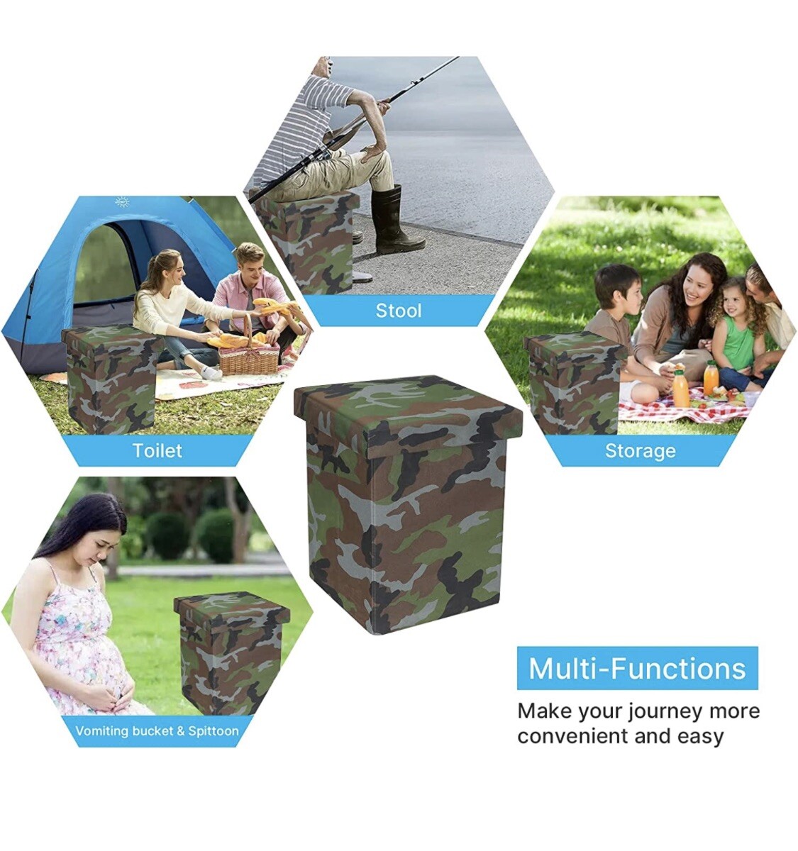 PORTABLE FOLDING TOILET, Camping, Fishing, Hiking, Hunting