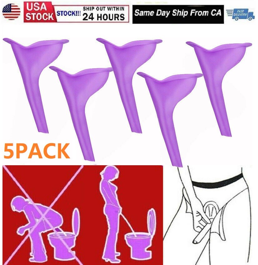 5Pcs Portable Female Woman Ladies She Urinal Urine Wee Funnel Camping Travel Loo