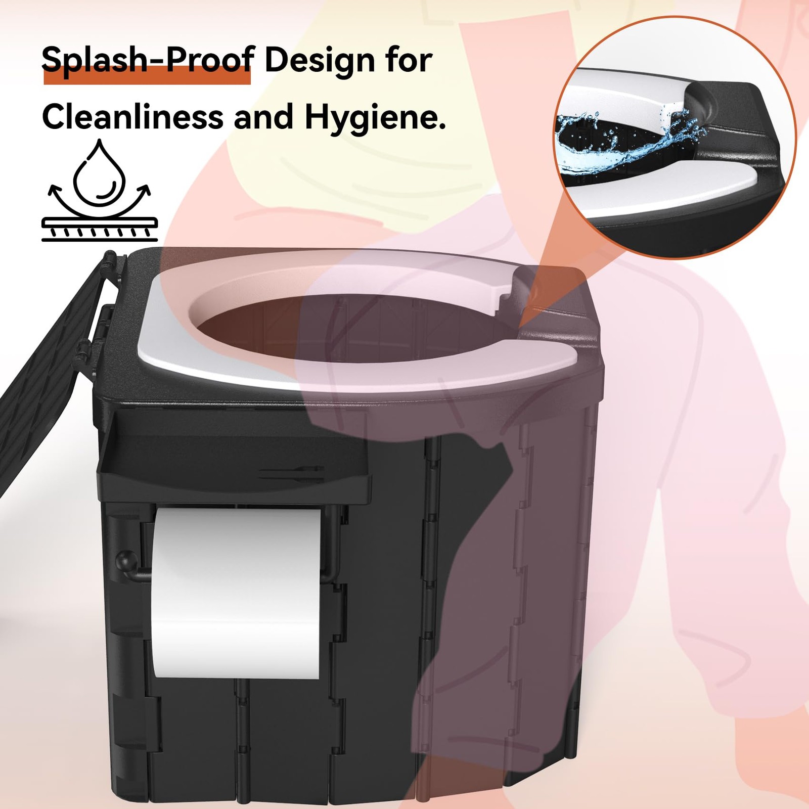 Portable Camping Toilet Foldable Travel Potty with Paper Holder Heavy Duty 450lb