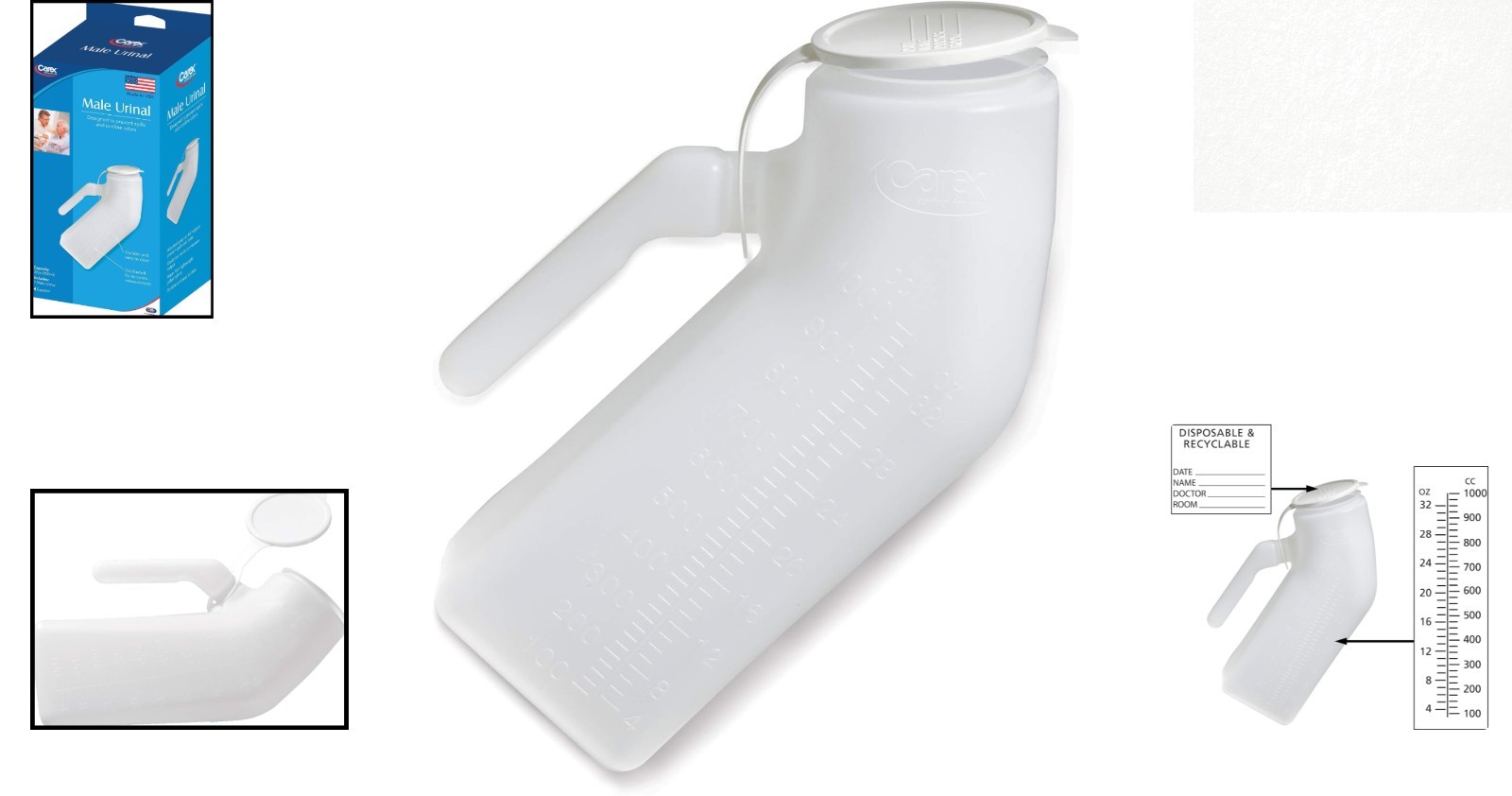 Travel Urinal for Men: Ultimate 32-Ounce Spill Proof Solution in Opaque Plastic