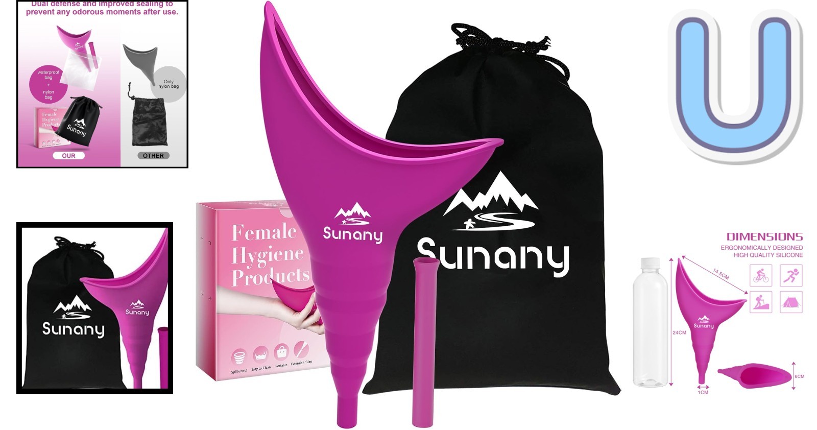 Versatile Female Urinal Funnel – Portable, Soft & Easy to Clean – Fuchsia