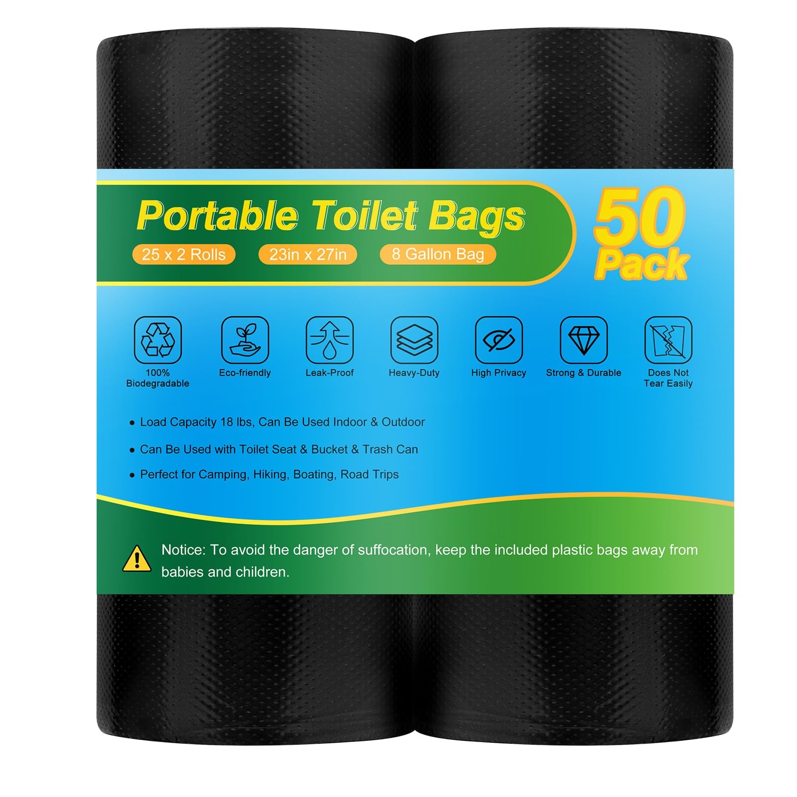 Portable Toilet Bags for Camping Potty – 50 PCS Camping Toilet