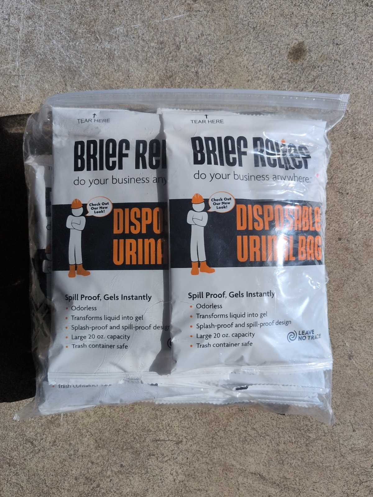 LOT OF 10 Brief Relief Disposable Urinal Bag