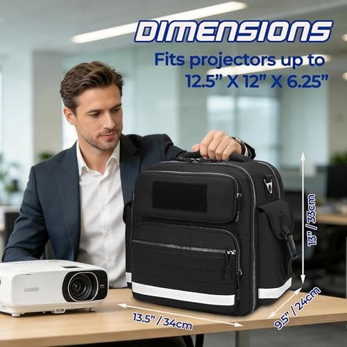 Projector Case with Projector Screen and 13 Inch Laptop Section, Portable