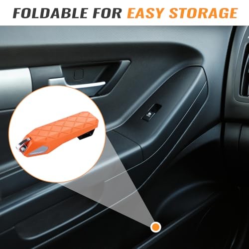 Folding Car Door Step Vehicle Pedal Ladder for Roof Access, Universal Orange