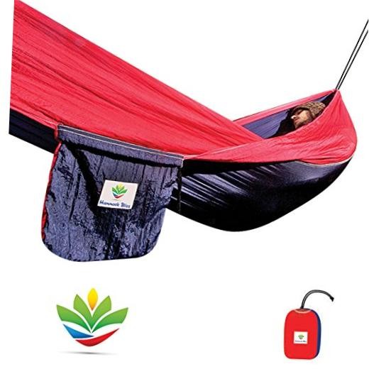 Single – Camping Hammock – Camping Essentials, Portable Hammock – Navy / Red
