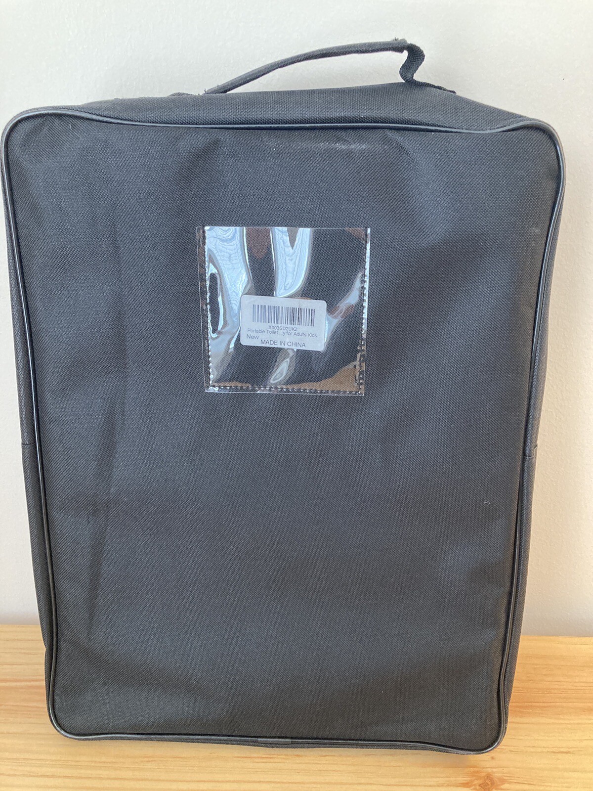 Portable 16.5” Camping Toilet with Lid and Handbag, Black
