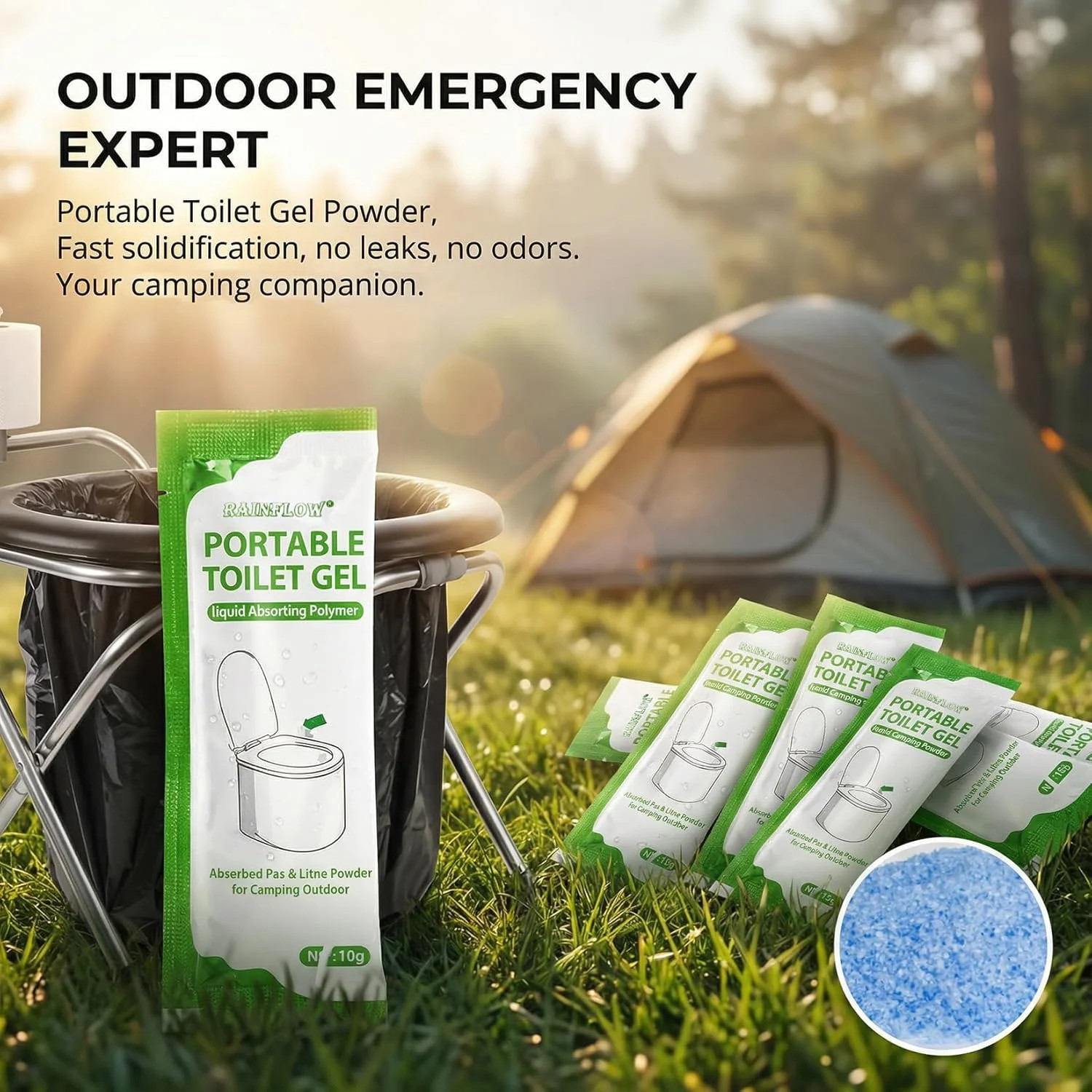 Poo Gel for Portable Toilet for Camping – 28 Packs Camping Toilet Bags Lemon Eco
