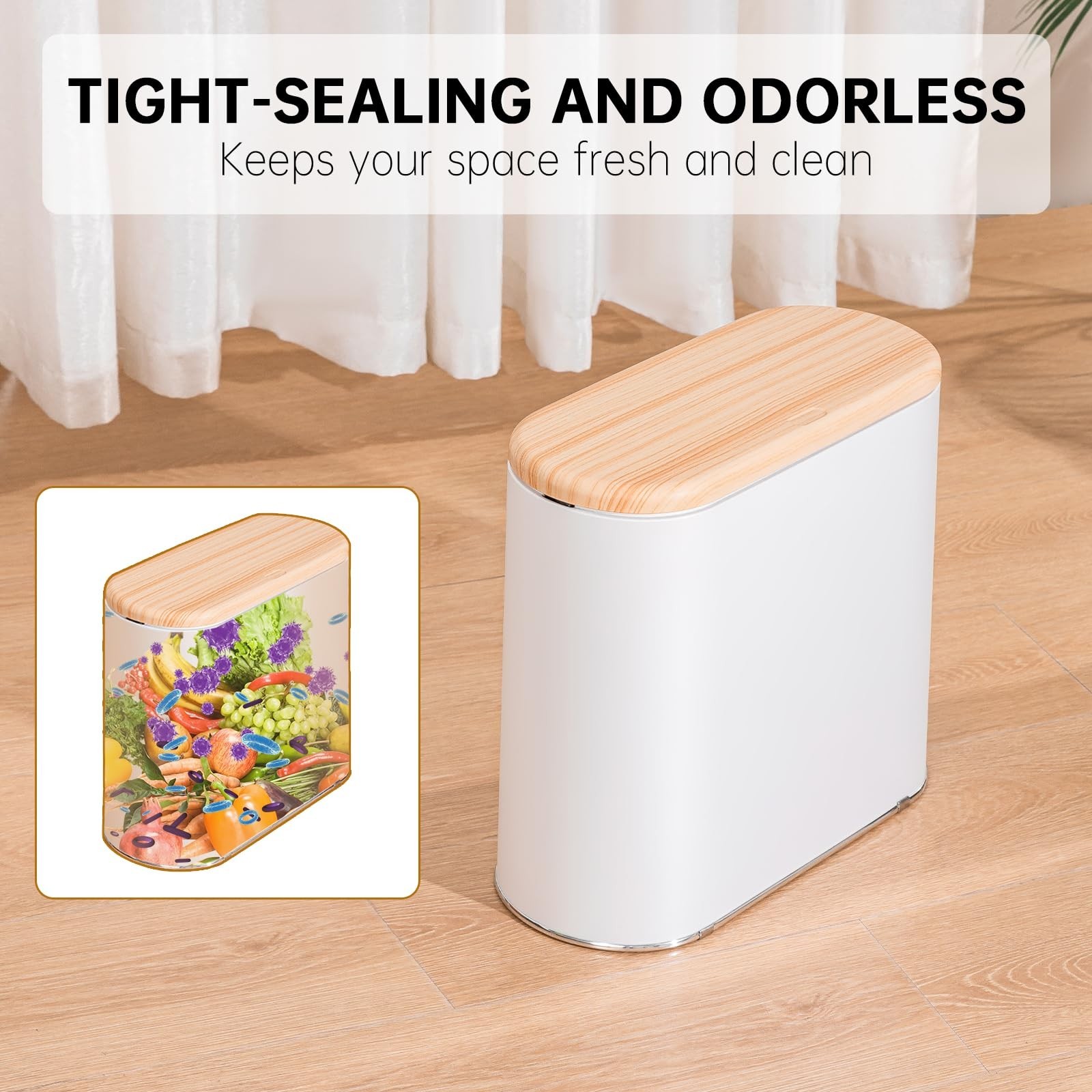 Small Bathroom Trash Can with Lid, 10L/2.6 Gal Slim Wastebasket – Odor & Pet …