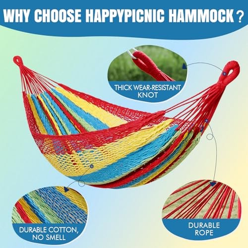 Handwoven Mayan Hammock – Portable Family Size With Carry Bag, Multi Colorful