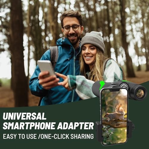 Green 15×55 UHD Binoculars for Adults – High Powered with Phone Adapter – Large