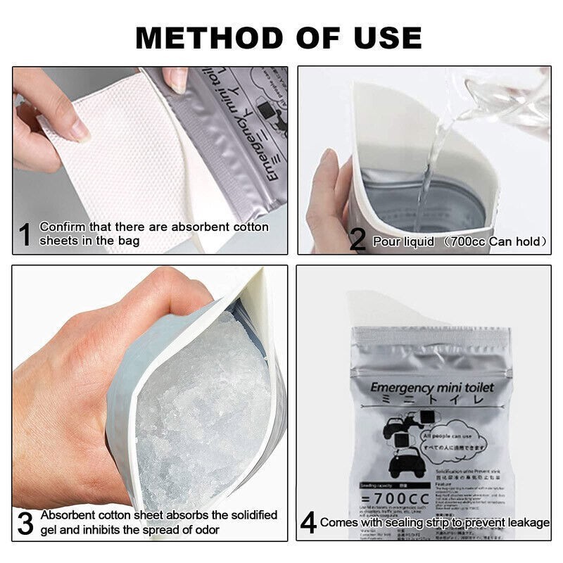 4/12/20 Pack Disposable Urinal Bags Camping Pee Bags Unisex Urine Bag Vomit Bag