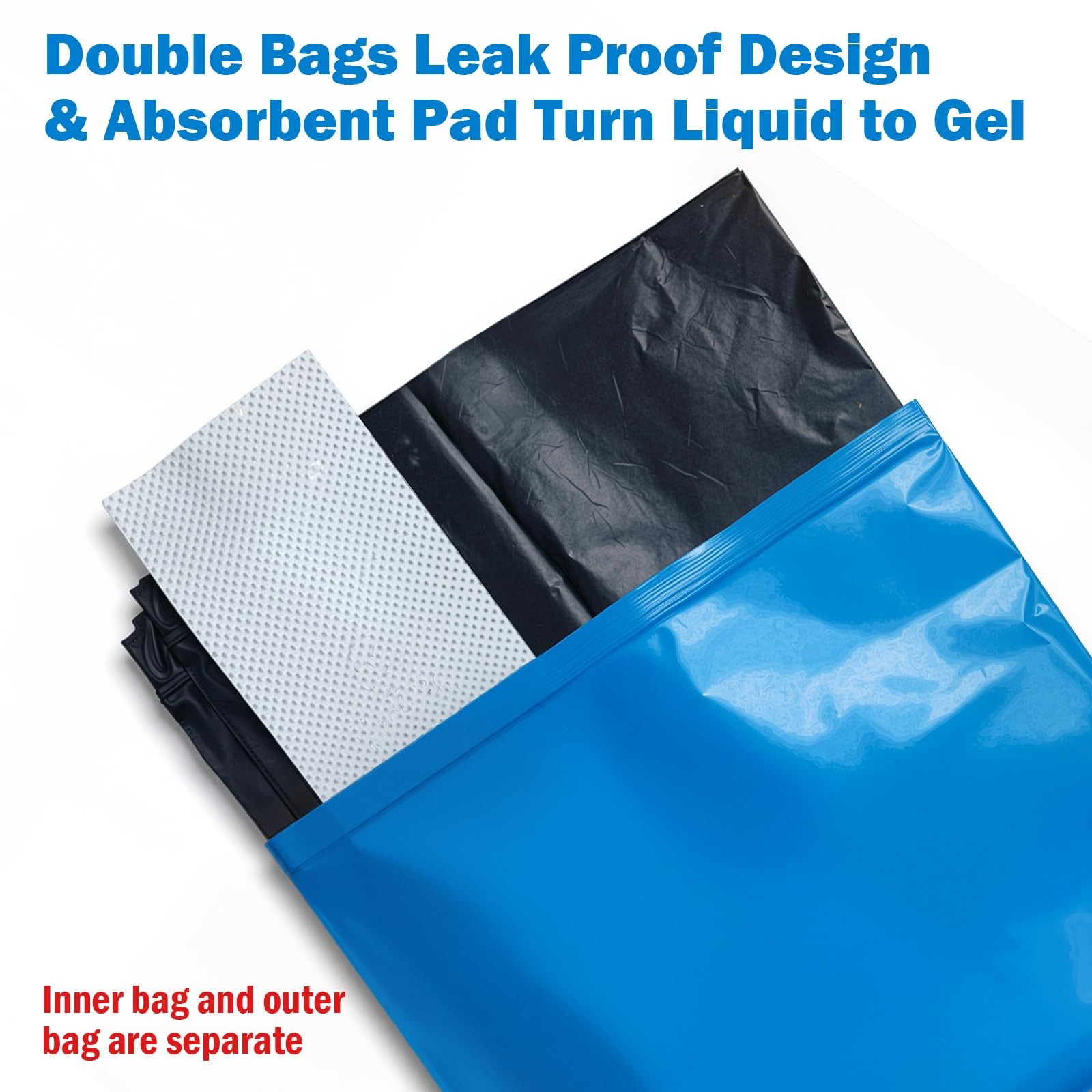 15 Pack Toilet Waste Bags Double Bag & Absorbent Pad for Outdoor
