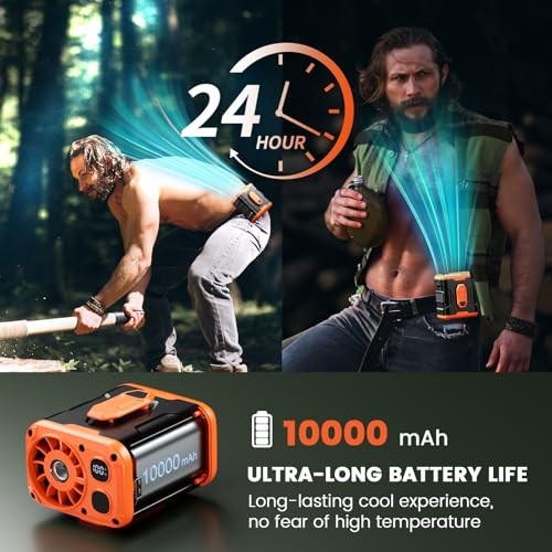 Upgraded Waist Fan Clip On, Wearable Belt Personal Fan with Medium Orange