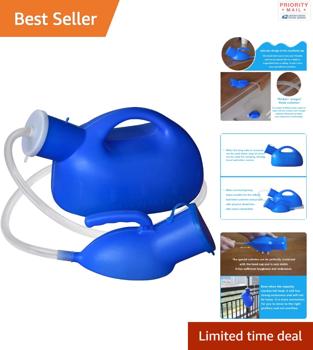 2000ml Portable Urinal for Men Leak Proof Travel Urinal with Tubing Funnel Brush