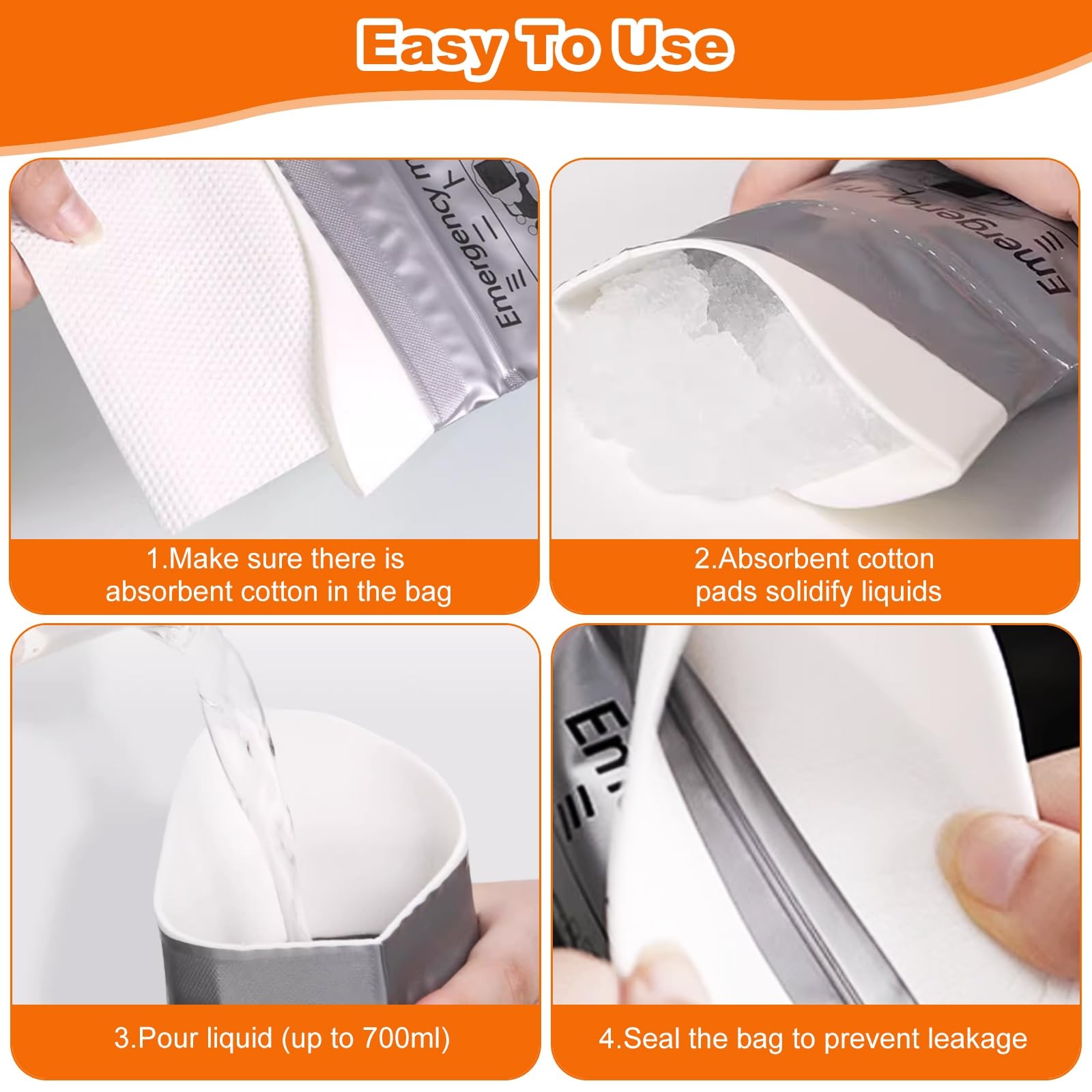 Disposable Urine Bags for On the Go, Mobile Emergency Toilet in Car, 700ml GelUri…
