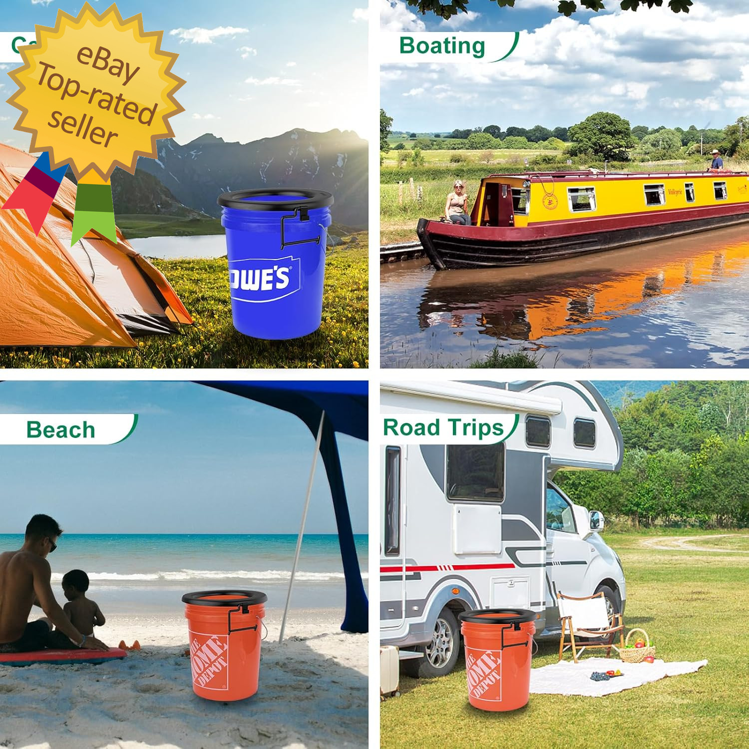 Bucket Toilet Seat, Portable Toilet Seat for 5 Gal Buckets, Camping Toilet Seat,