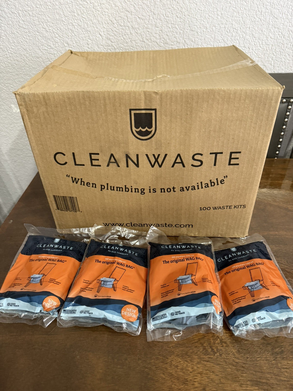 Cleanwaste WAG BAG Go Anywhere Toilet Kit Waste Bags box of 100!