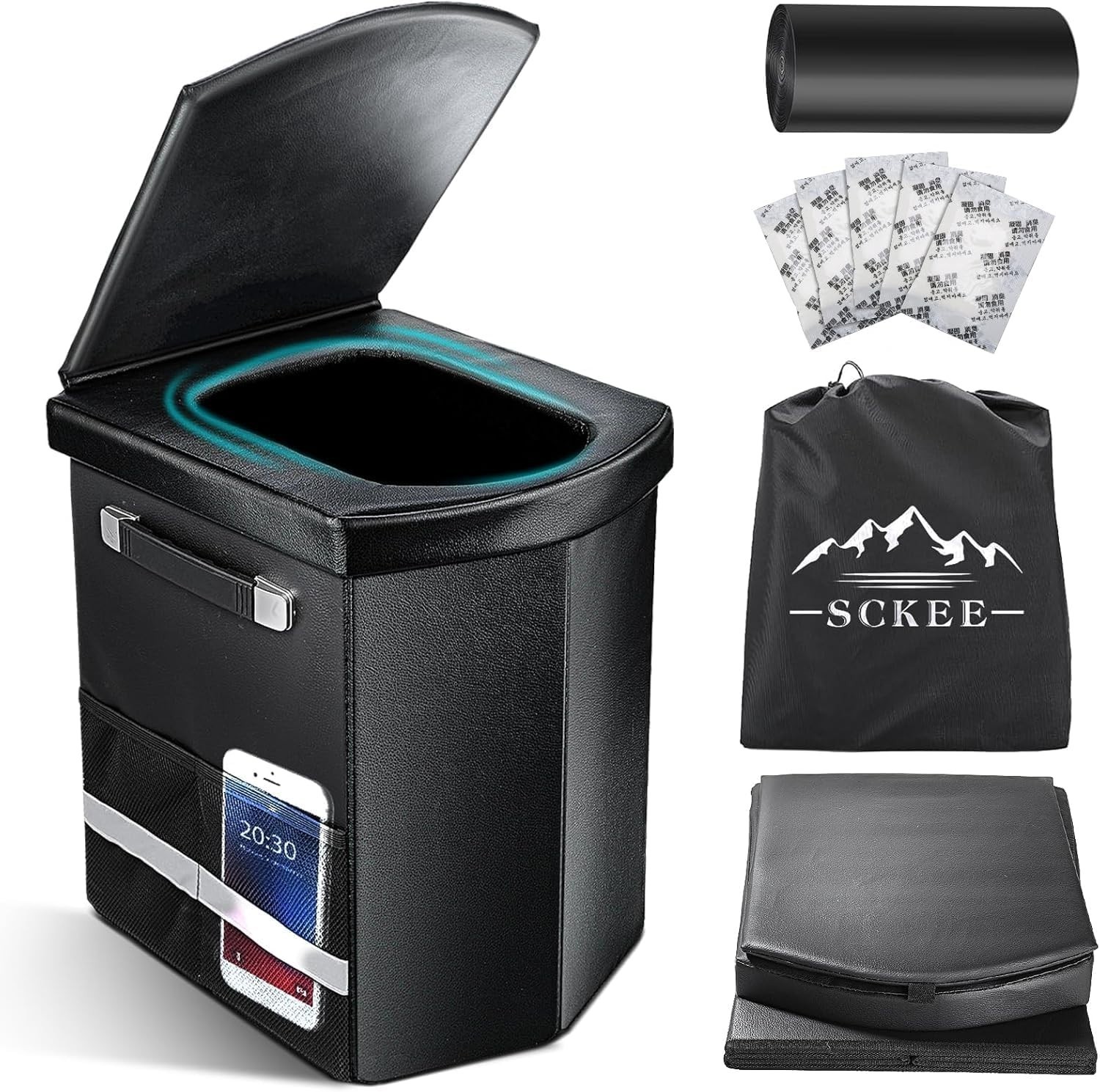 Upgraded XL Portable Toilet for Adults – Tall Camping Potty with Lid & Carry Bag