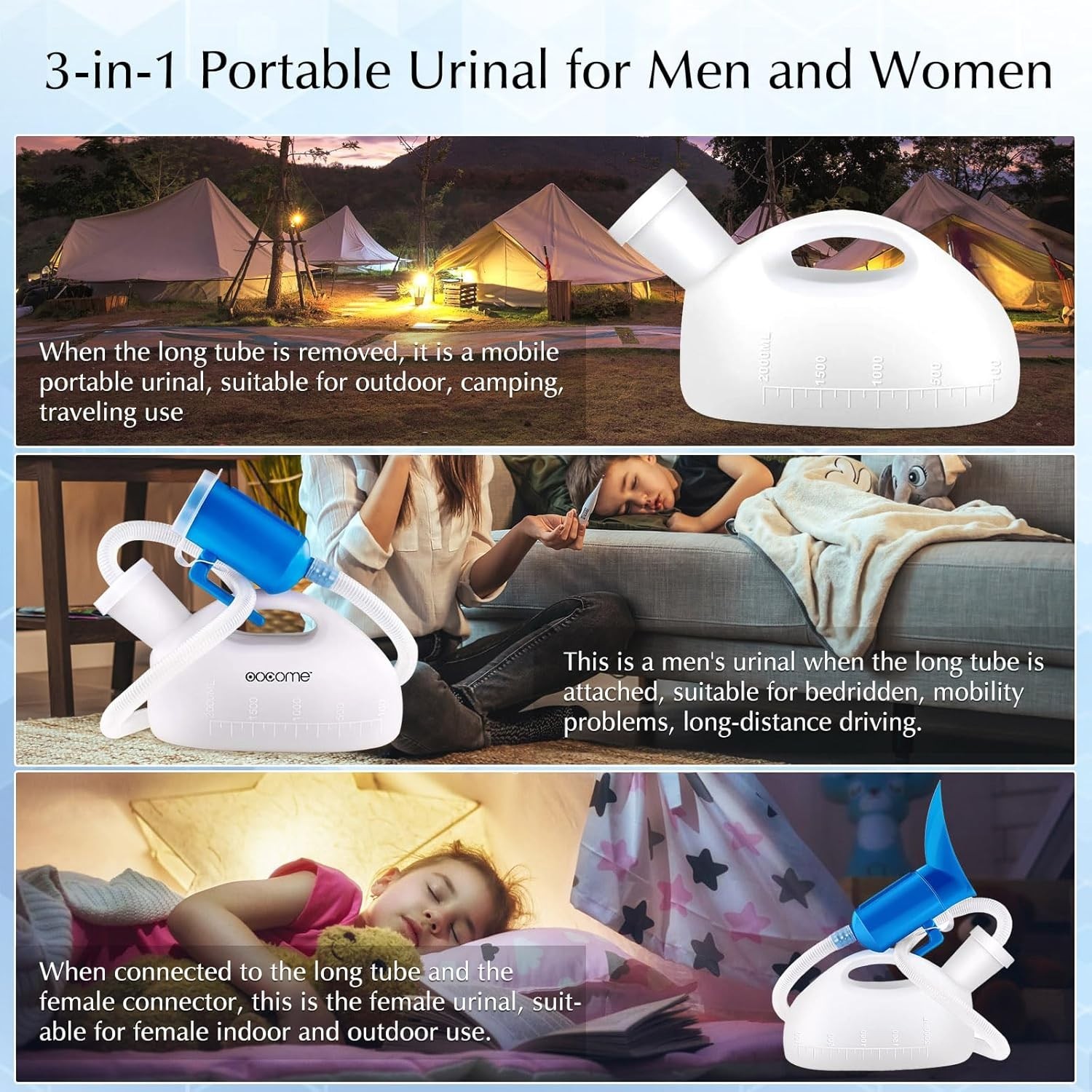 Easy-Grip Unisex Urinal for Car & Travel – 68 OZ Potty Solution for Everyone